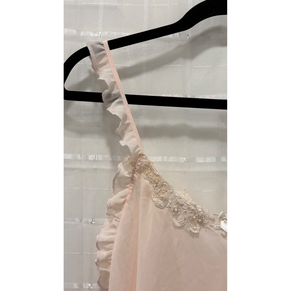 Private Luxuries Pink Lace Pearl Ruffle Chemise Nightgown XL Coquette Lingerie - Picture 8 of 8